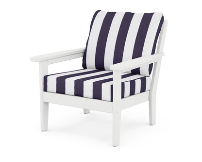 Country Living Cottage Deep Seating Chair in White / Cabana Stripe Navy