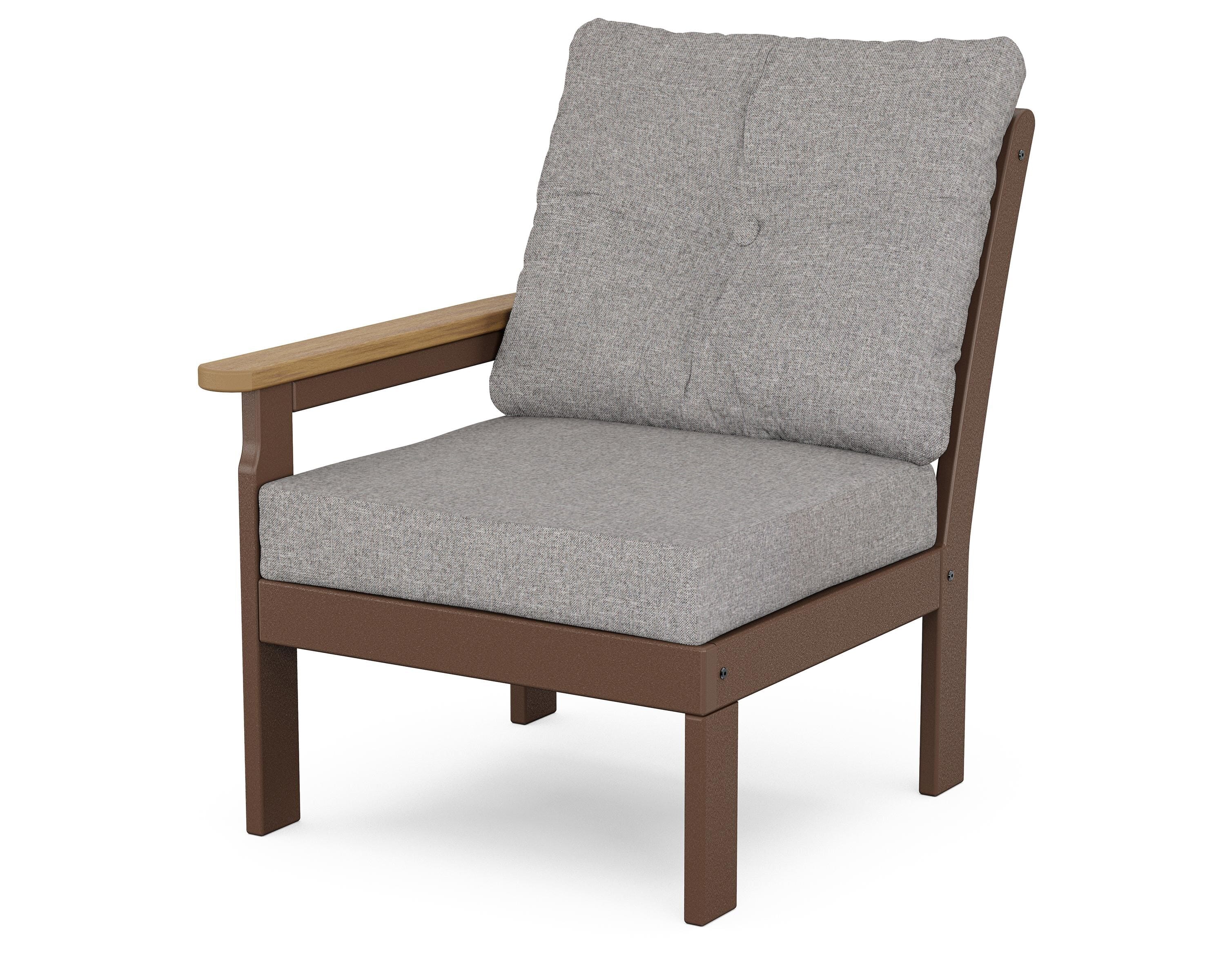 POLYWOOD® Vineyard Modular Left Arm Chair in Mahogany / Natural / Grey Mist