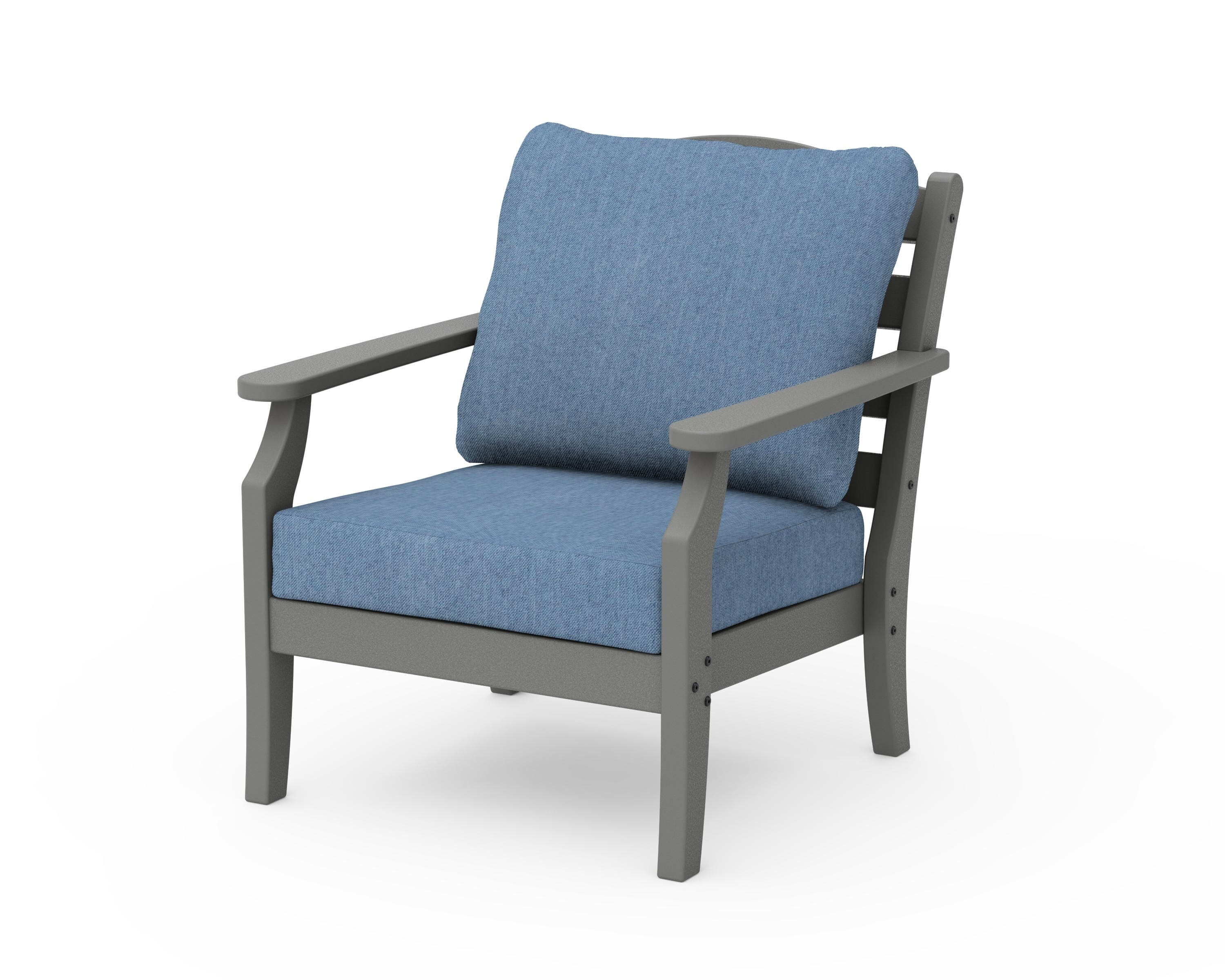 Draper James™ by  POLYWOOD® Savannah Deep Seating Chair in Slate Grey / Sky Blue