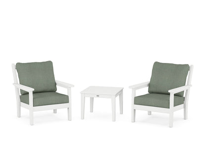 POLYWOOD® Chippendale 3-Piece Deep Seating Set in White / Cast Sage