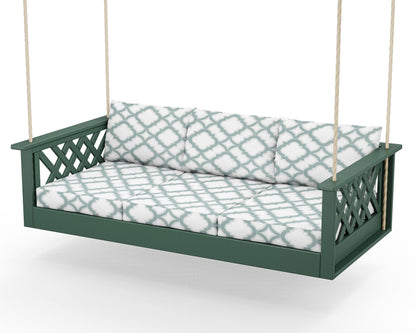 Country Living Wovendale Daybed Swing in Green / Trellis Glacier Spa