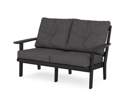 POLYWOOD® Oxford Deep Seating Loveseat in Black / Ash Charcoal