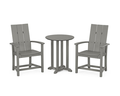 POLYWOOD® Modern Adirondack 3-Piece Round Farmhouse Bistro Dining Set in Slate Grey