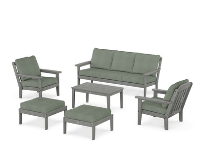 Country Living Cottage 6-Piece Lounge Sofa Set in Slate Grey / Cast Sage