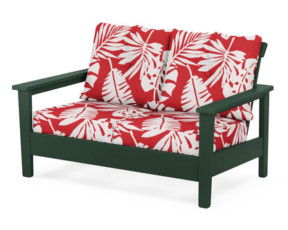 POLYWOOD® Prescott Deep Seating Loveseat in Green / Leaf Crimson