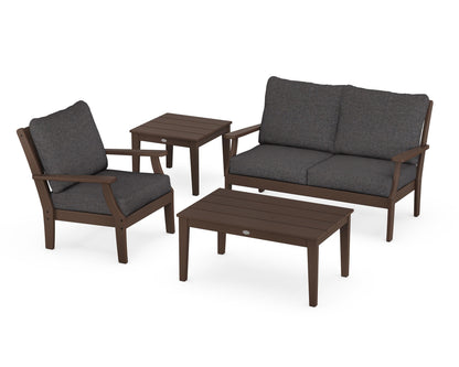 POLYWOOD® Braxton 4-Piece Deep Seating Set in Mahogany / Ash Charcoal