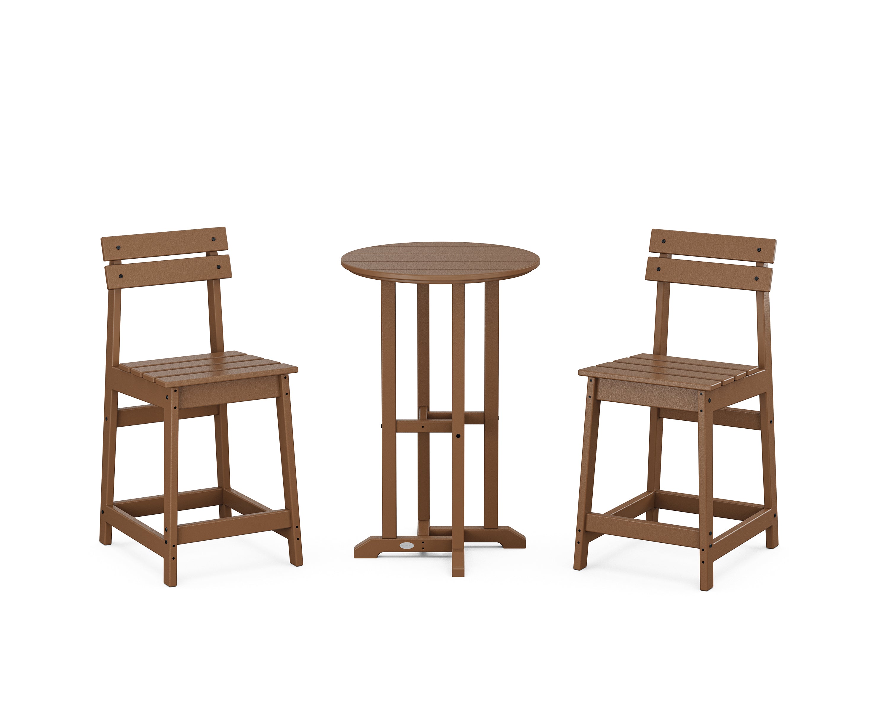 POLYWOOD® Modern Studio Plaza 3-Piece Bistro Counter Set in Teak