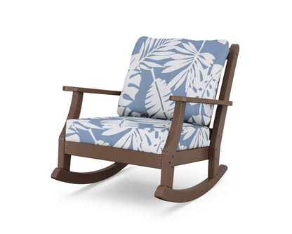 Country Living Wovendale Deep Seating Rocking Chair in Mahogany / Leaf Sky Blue