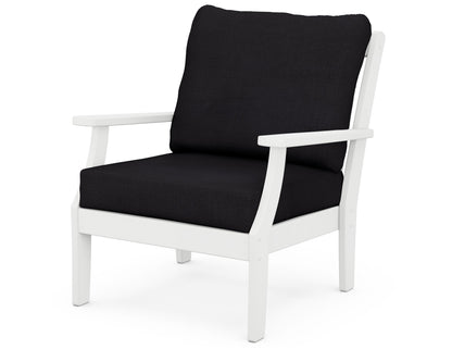 POLYWOOD® Braxton Deep Seating Chair in White / Midnight Linen