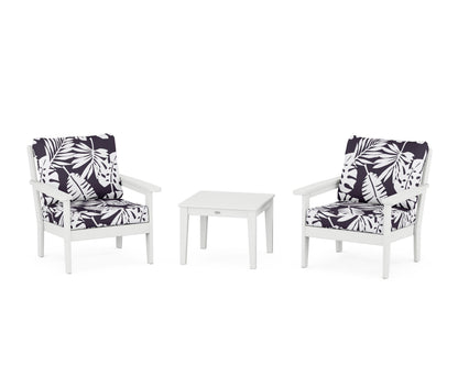Country Living Cottage 3-Piece Deep Seating Set in White / Leaf Navy