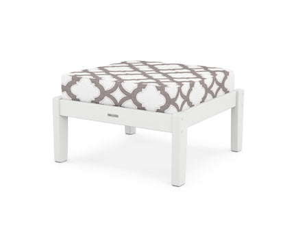 Martha Stewart by POLYWOOD® Chinoiserie Deep Seating Ottoman in White / Trellis Grey Mist