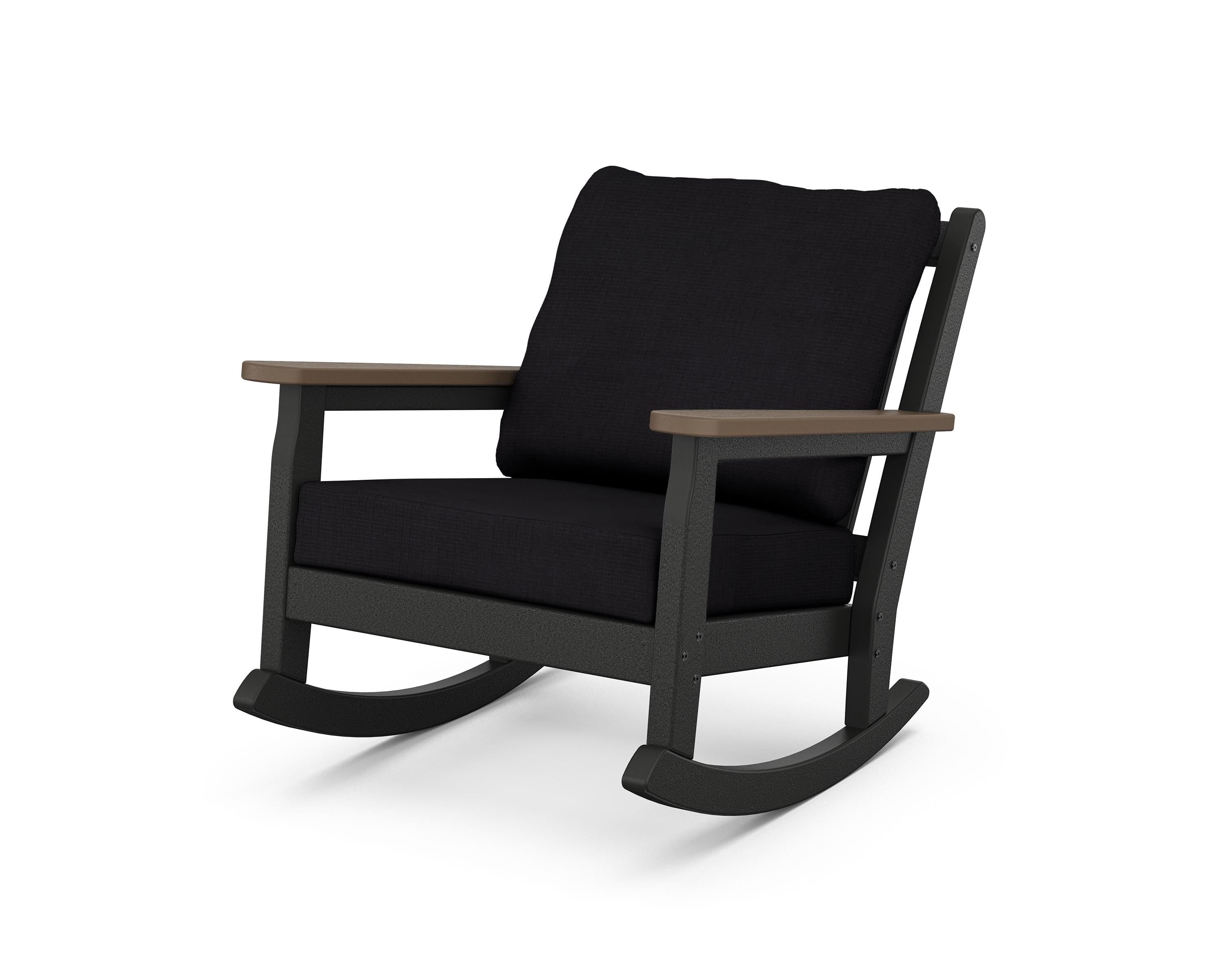 POLYWOOD® Chippendale Deep Seating Rocking Chair in Black / Kona / Midnight Linen