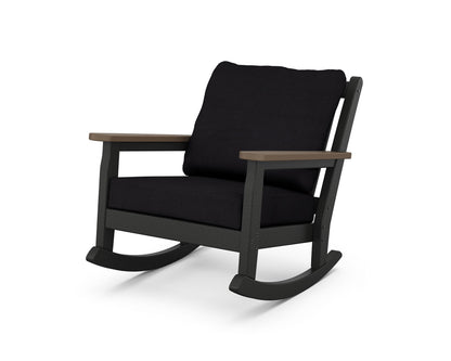 POLYWOOD® Chippendale Deep Seating Rocking Chair in Black / Kona / Midnight Linen