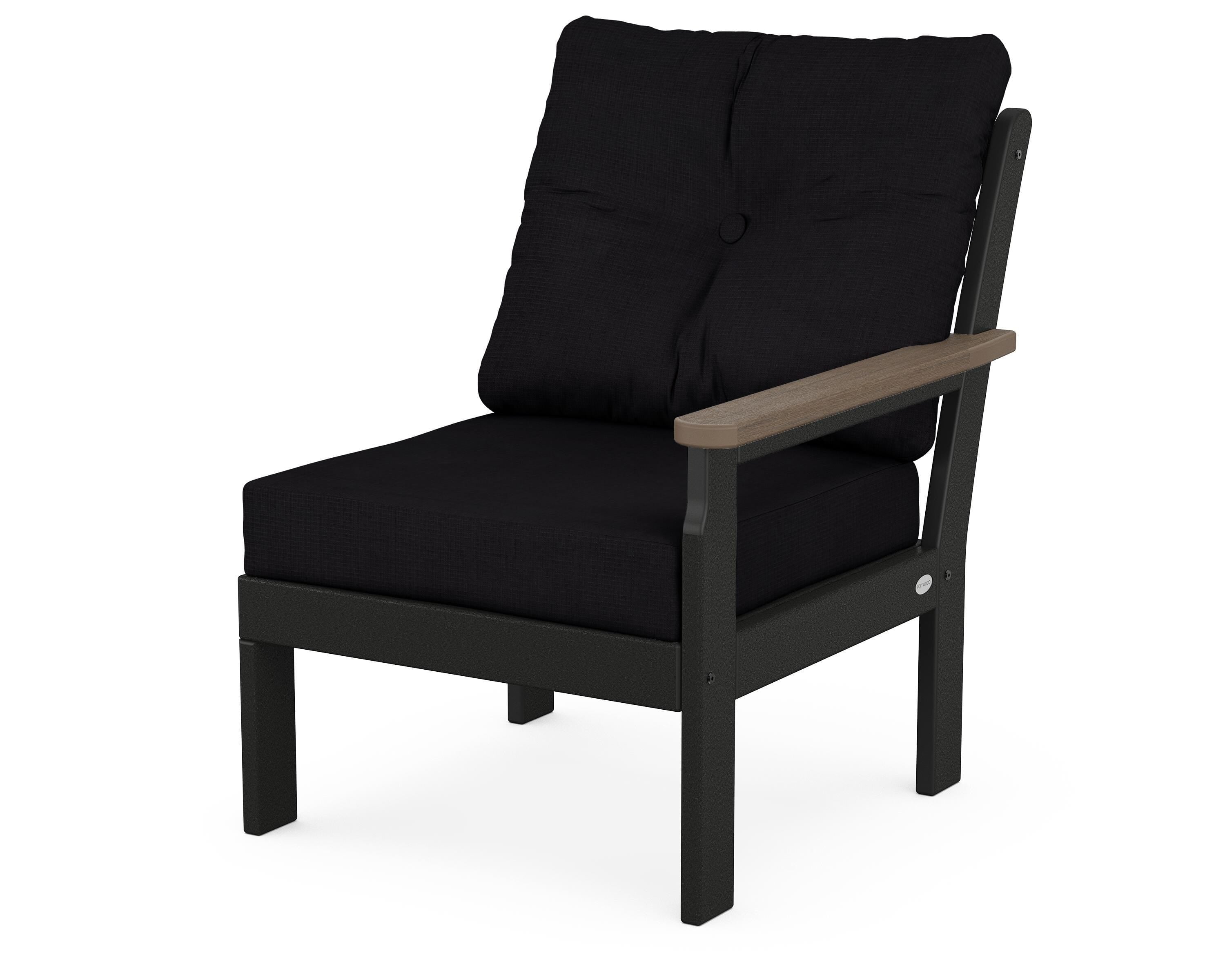 POLYWOOD® Vineyard Modular Right Arm Chair in Black / Kona / Midnight Linen