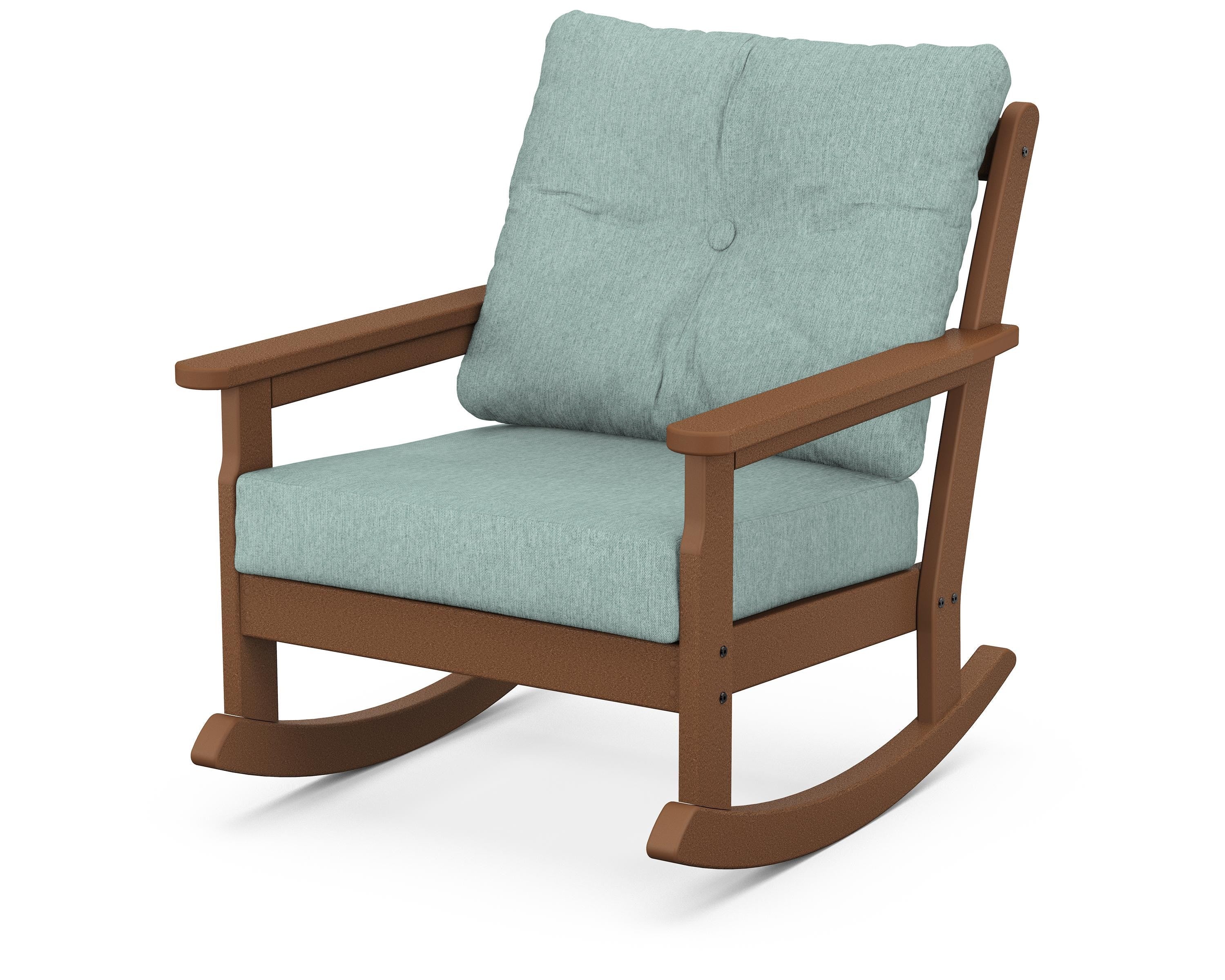 POLYWOOD® Vineyard Deep Seating Rocking Chair in Teak / Glacier Spa