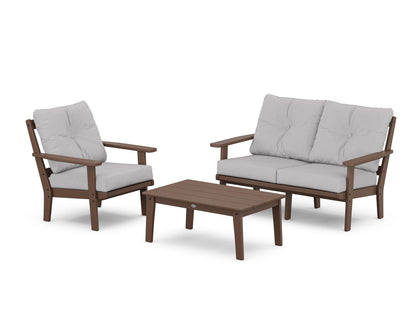 POLYWOOD® Oxford 3-Piece Deep Seating Set with Loveseat in Mahogany / Granite