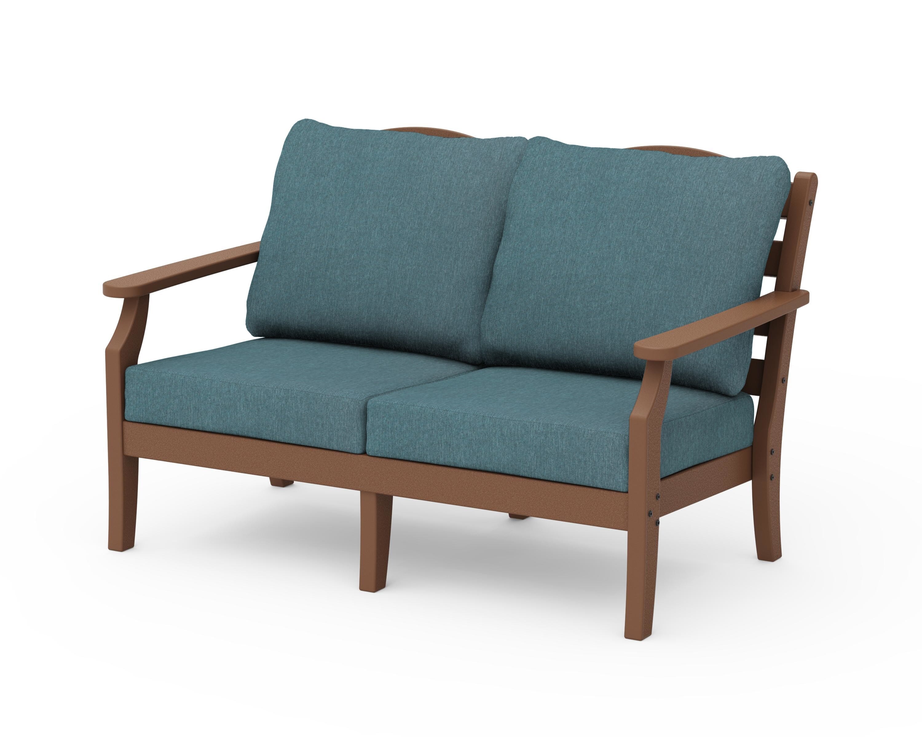 Draper James™ by  POLYWOOD® Savannah Deep Seating Loveseat in Teak / Ocean Teal