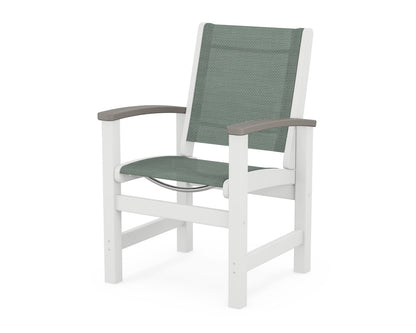 POLYWOOD® Coastal Dining Chair in White / Driftwood / Dupioni Sea Mist Sling