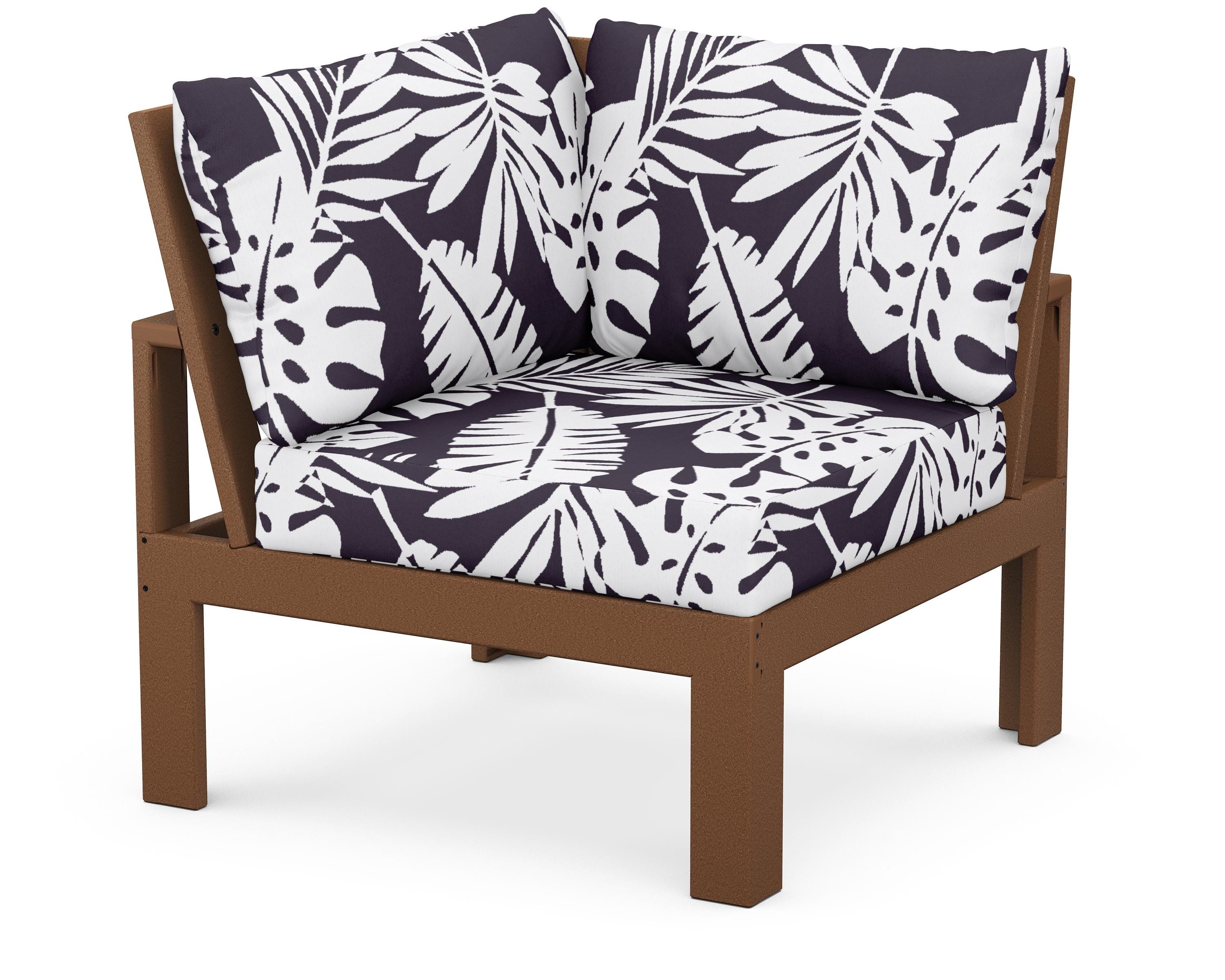 Unbranded Modular Corner Chair in Teak / Leaf Navy