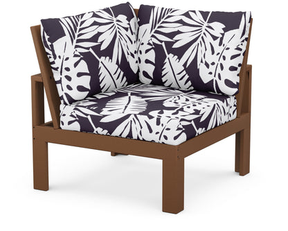 Unbranded Modular Corner Chair in Teak / Leaf Navy