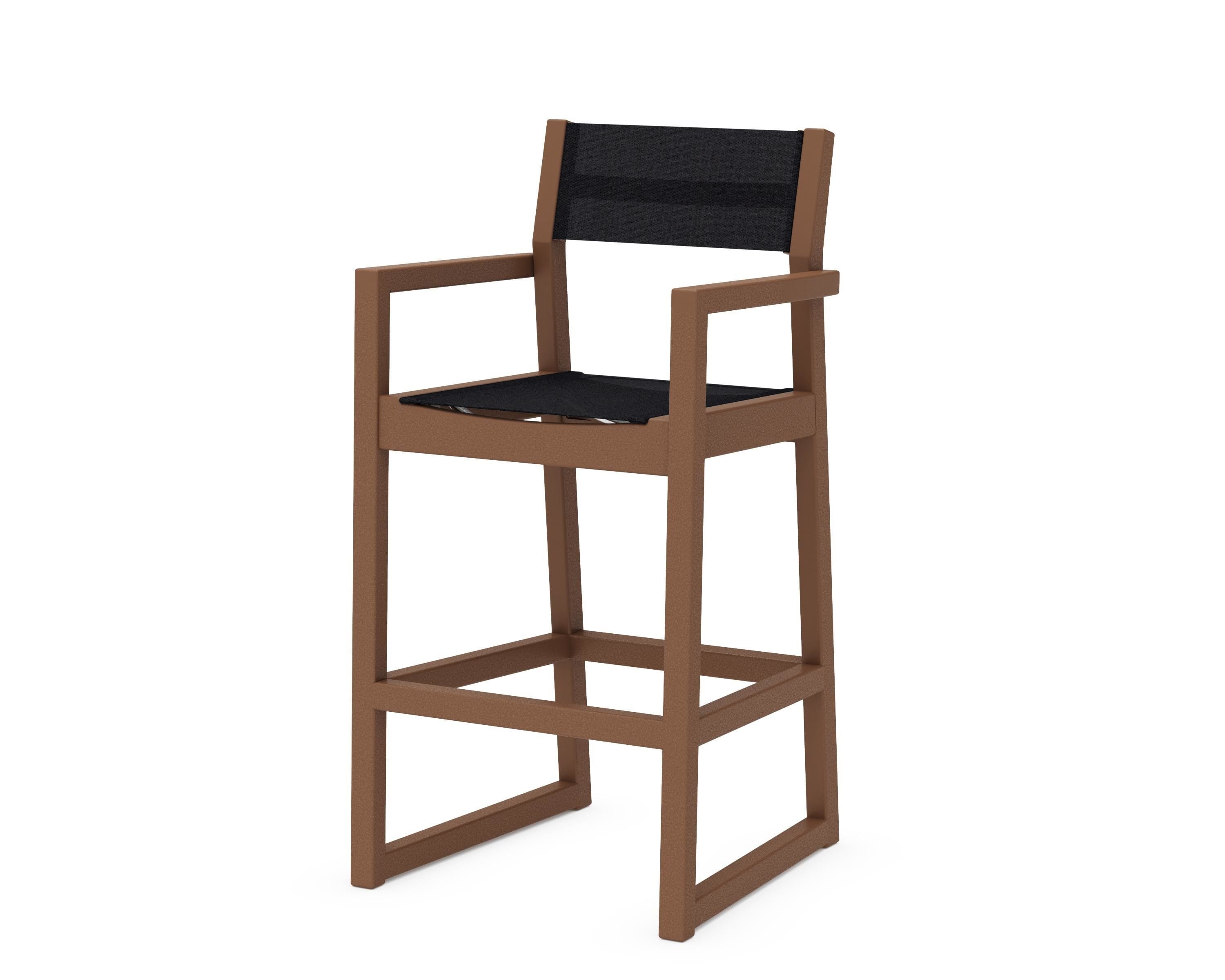 POLYWOOD® EDGE Sling Bar Arm Chair in Teak / Black Sling