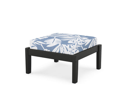 Unbranded Deep Seating Ottoman in Black / Leaf Sky Blue