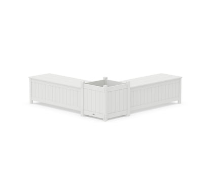 POLYWOOD® 48" Vineyard L- Shaped Planter Storage Bench Set- Large in White