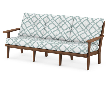 POLYWOOD® Lakeside Deep Seating Sofa in Teak / Trellis Glacier Spa