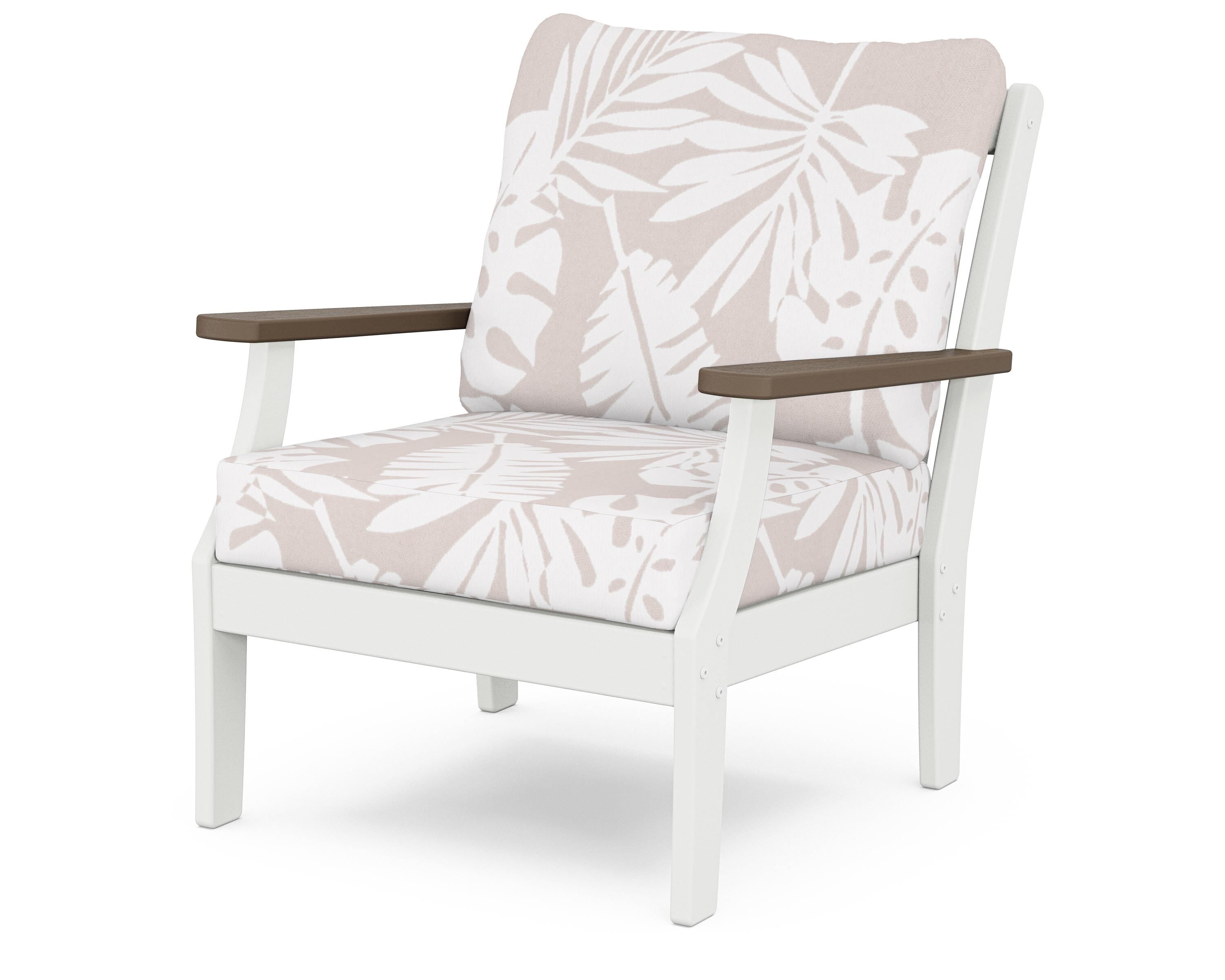 POLYWOOD® Braxton Deep Seating Chair in White / Kona / Leaf Dune Burlap