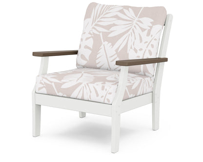 POLYWOOD® Braxton Deep Seating Chair in White / Kona / Leaf Dune Burlap