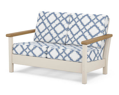 POLYWOOD® Harbour Deep Seating Loveseat in Sand / Natural / Trellis Sky Blue