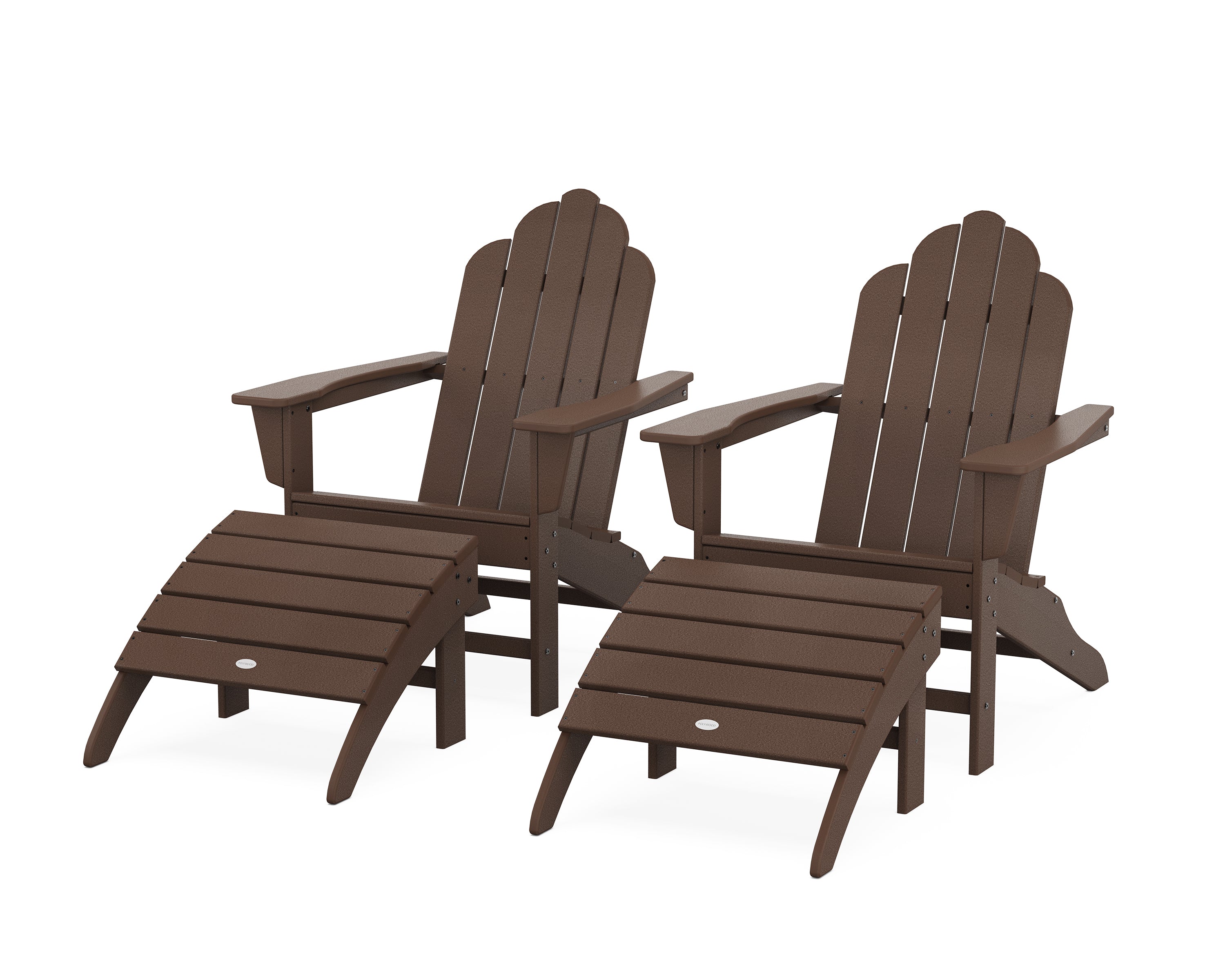 POLYWOOD® Long Island Adirondack Chair 4-Piece Set with Ottomans in Mahogany