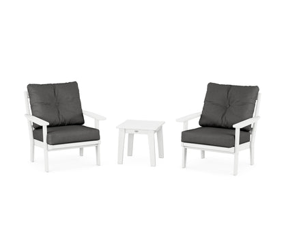 POLYWOOD® Prairie 3-Piece Deep Seating Set in White / Spectrum Carbon