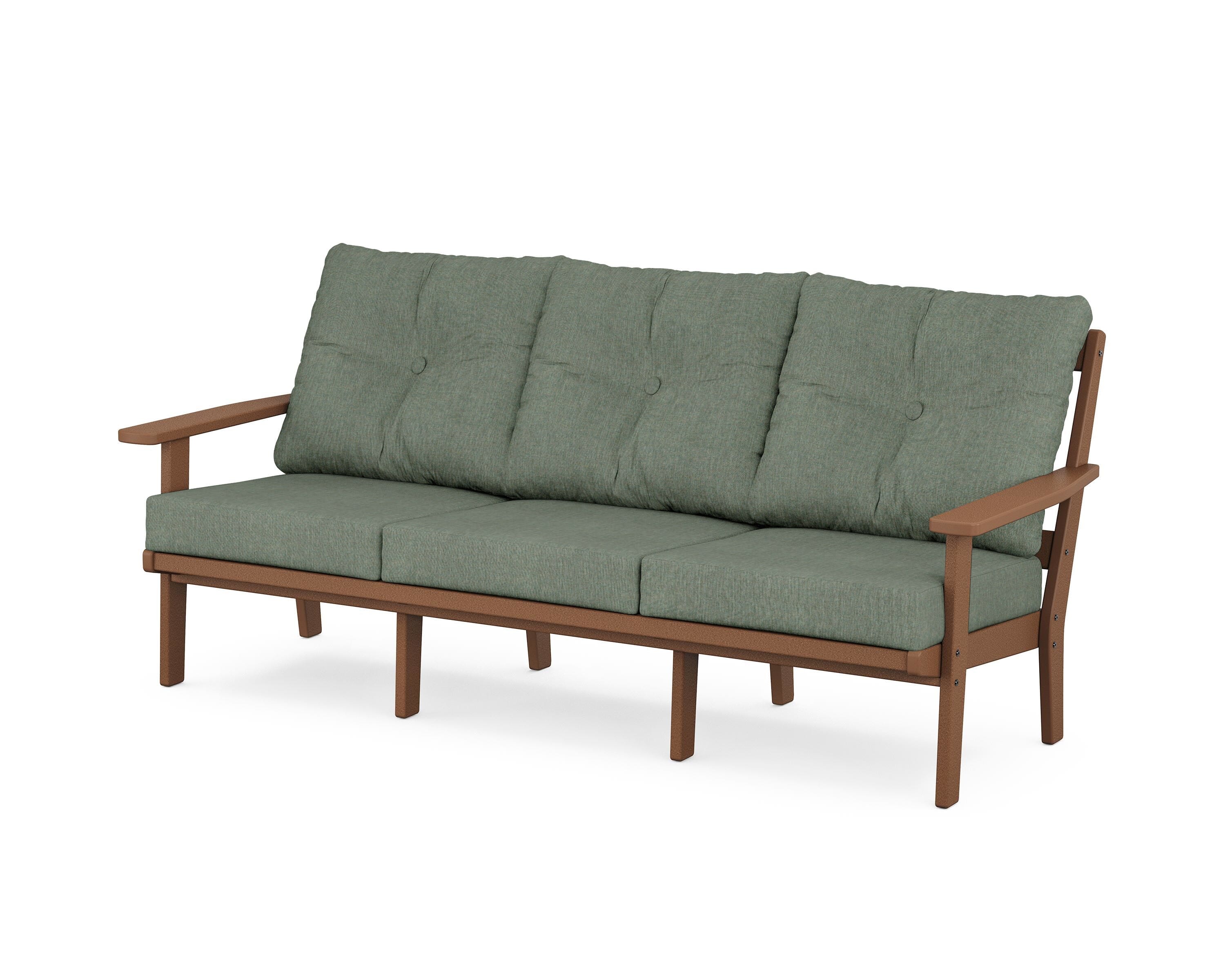 POLYWOOD® Prairie Deep Seating Sofa in Teak / Cast Sage