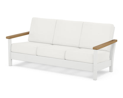 POLYWOOD® Harbour Deep Seating Sofa in White / Natural / Natural Linen