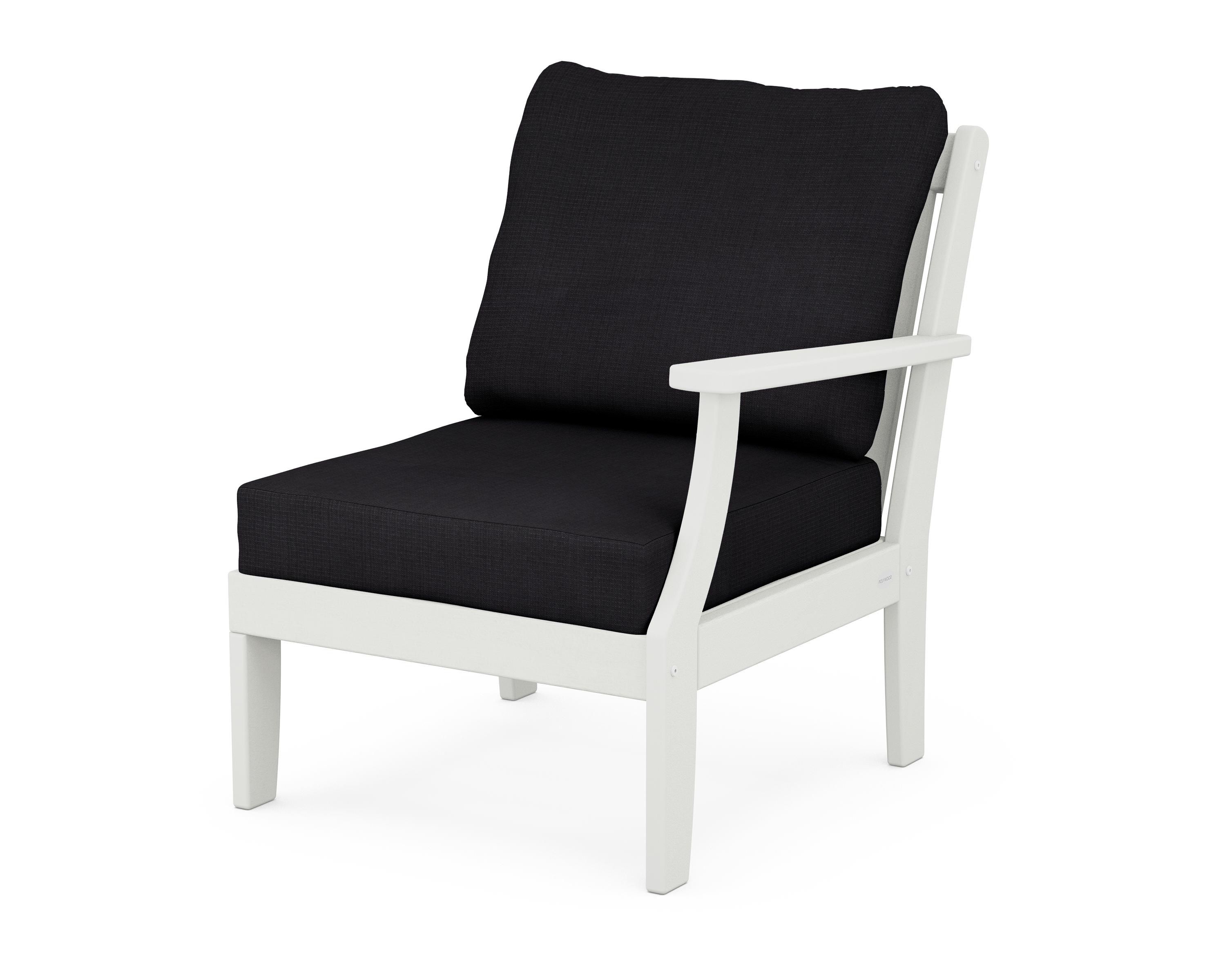 POLYWOOD® Braxton Modular Right Arm Chair in Vintage White / Midnight Linen