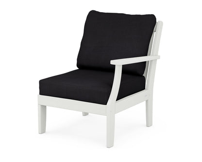 POLYWOOD® Braxton Modular Right Arm Chair in Vintage White / Midnight Linen