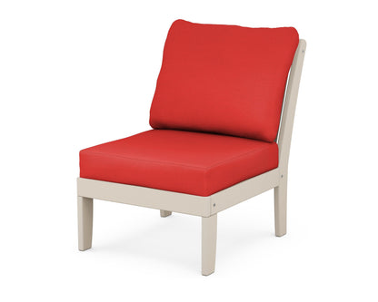 POLYWOOD® Braxton Modular Armless Chair in Sand / Crimson Linen