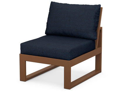 Unbranded Modular Armless Chair in Teak / Marine Indigo