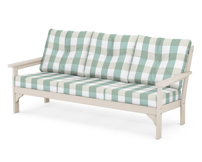 POLYWOOD® Vineyard Deep Seating Sofa in Sand / Buffalo Plaid Glacier Spa