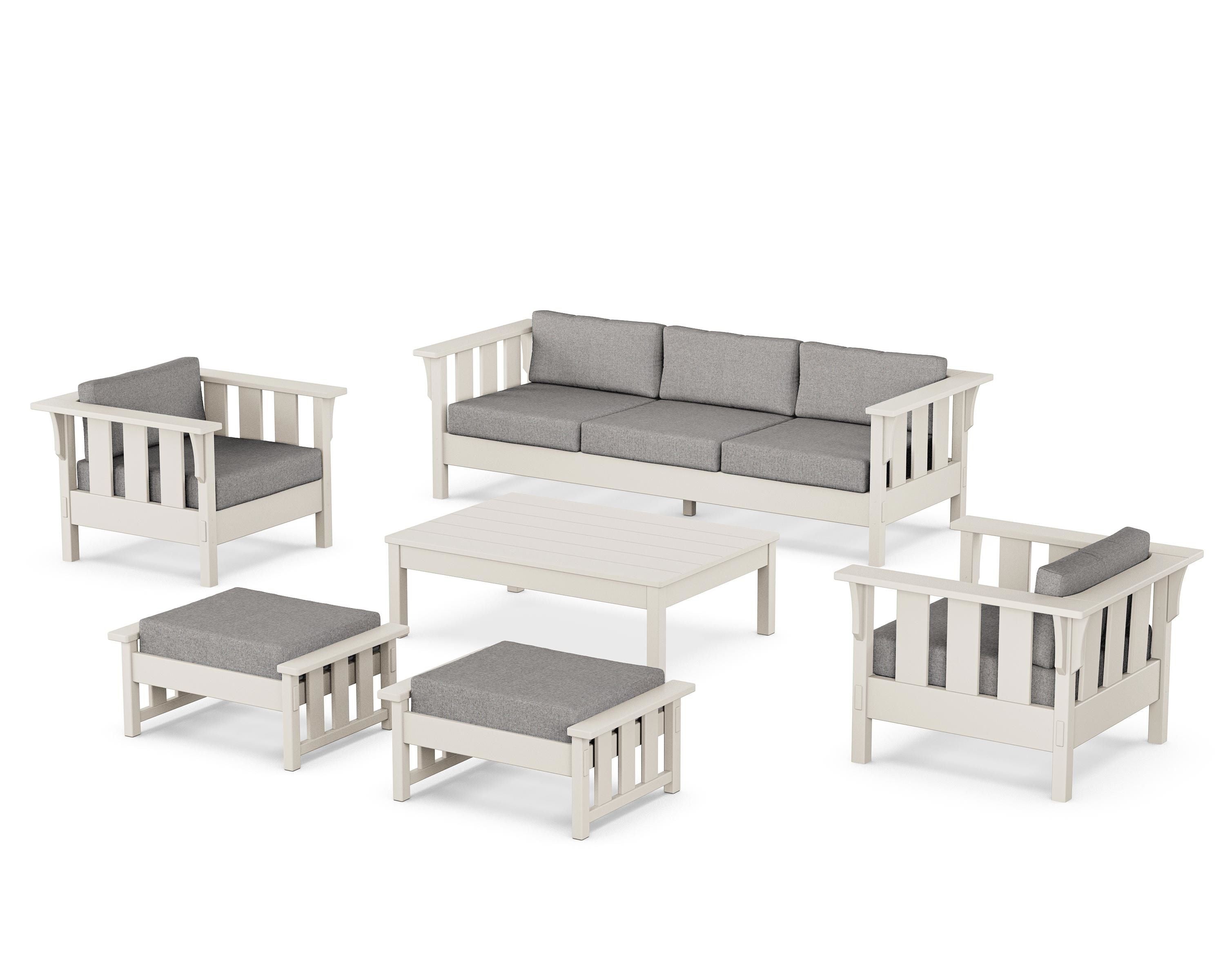 Martha Stewart by POLYWOOD® Acadia 6-Piece Lounge Sofa Set in Sand / Grey Mist
