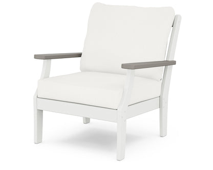 POLYWOOD® Braxton Deep Seating Chair in White / Driftwood / Natural Linen