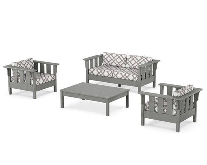 Martha Stewart by POLYWOOD® Acadia 4-Piece Deep Seating Set with Loveseat in Slate Grey / Trellis Grey Mist