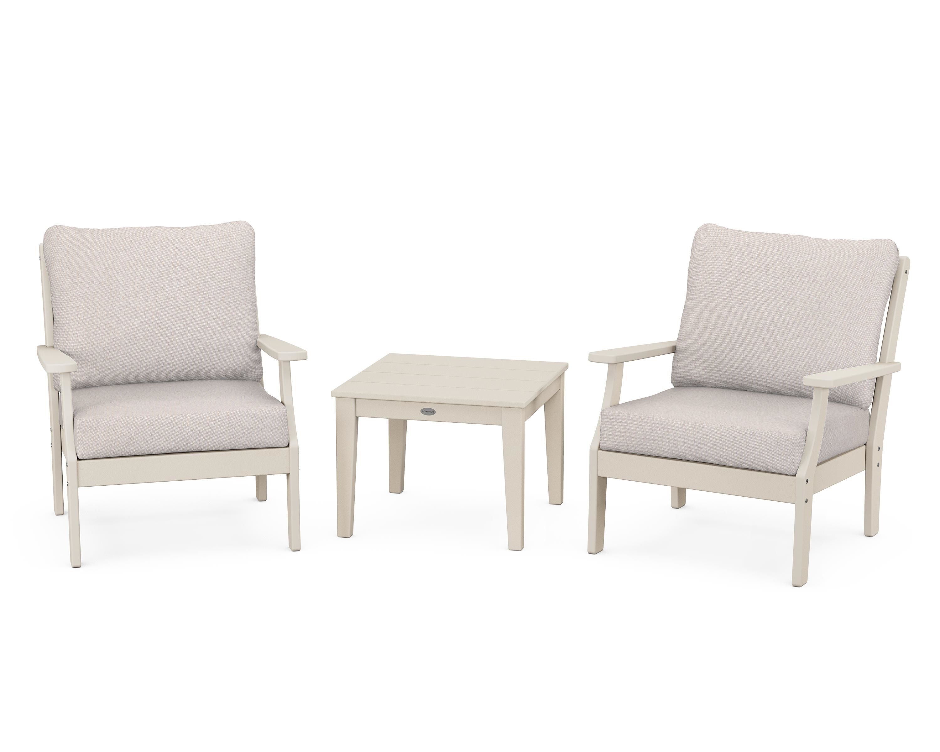 POLYWOOD® Braxton 3-Piece Deep Seating Set in Sand / Dune Burlap