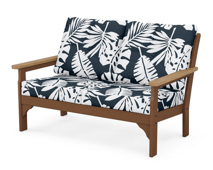POLYWOOD® Vineyard Deep Seating Loveseat in Teak / Natural / Leaf Marine Indigo