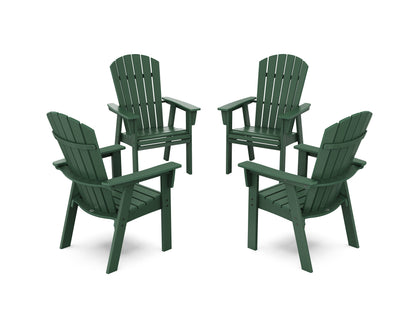 POLYWOOD® Nautical 4-Piece Curveback Upright Adirondack Conversation Set in Green