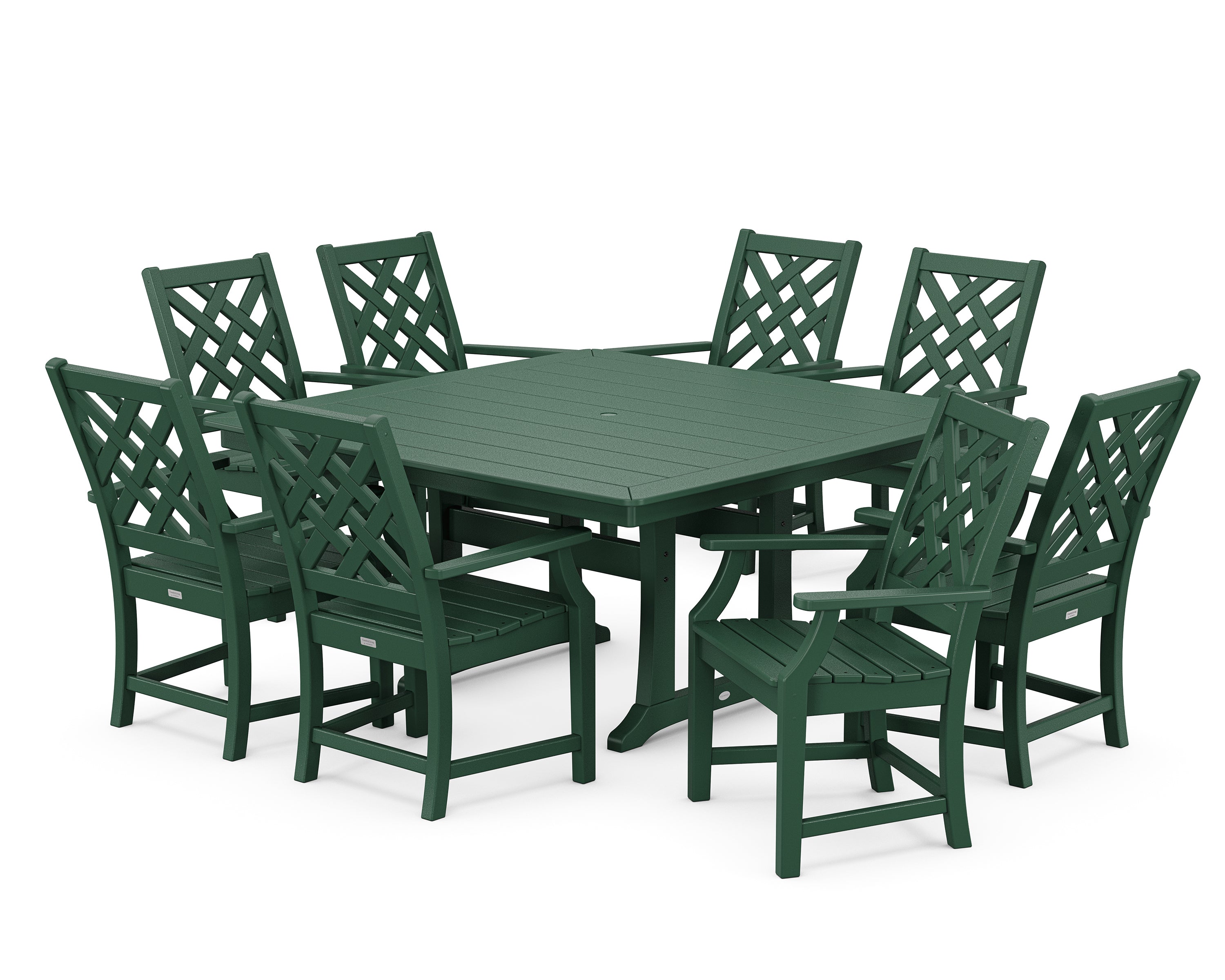 Country Living Wovendale 9-Piece Square Dining Set with Trestle Legs in Green