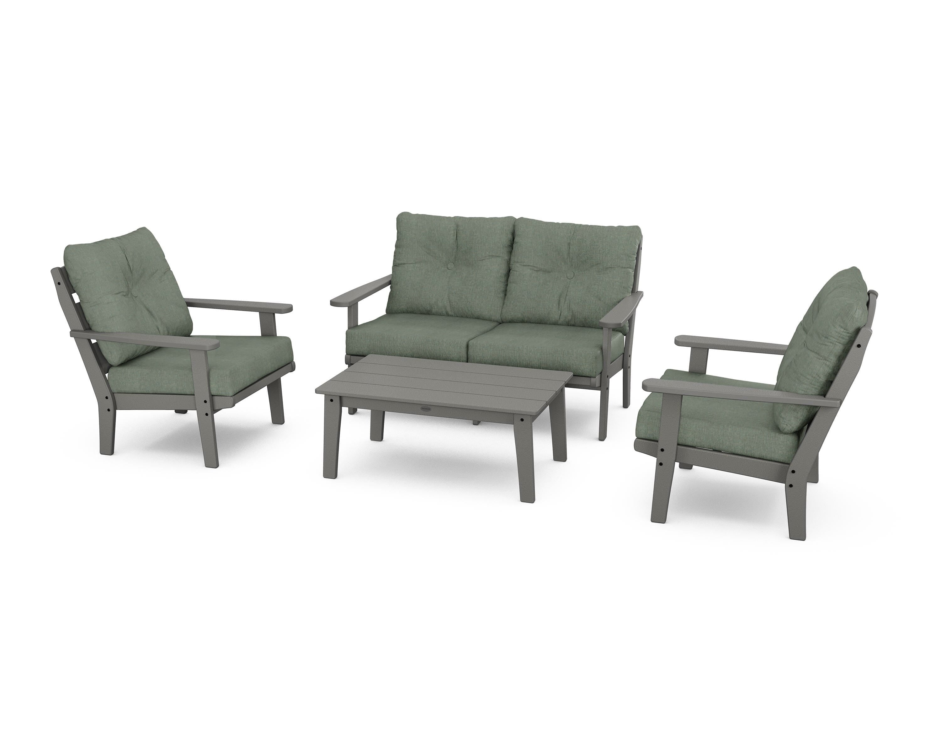 POLYWOOD® Lakeside 4-Piece Deep Seating Set in Slate Grey / Cast Sage