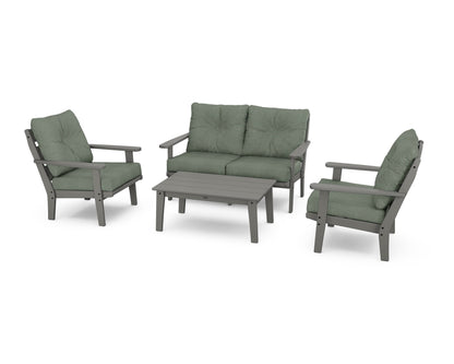 POLYWOOD® Lakeside 4-Piece Deep Seating Set in Slate Grey / Cast Sage