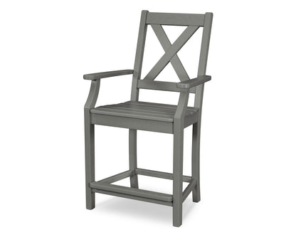 POLYWOOD® Braxton Counter Arm Chair in Slate Grey